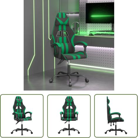 The Living Store Gaming-Stuhl Drehbar Schwarz und Grün Kunstleder - Gaming Stuhl - Gamer Chair - Bürostuhle - Schreibtischstuhl - Ergonomischer Stuhl (1/5)