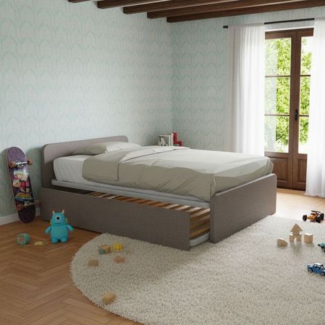 Letto 1 piazza e mezza con letto estraibile - Grigio fumo