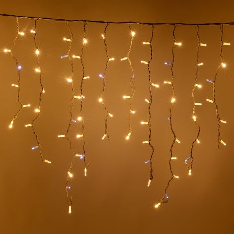 Tente de pluie Luccika stalactites 5 me'tres avec 380 lumie'res de Noel en Maxi Warm White Led avec flash Ice White pour exte'rieur et inte'rieur Bianco Caldo 5x1 metri - 380 Maxiled