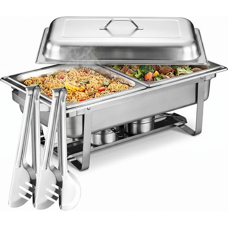 Chafing dish en acier inoxydable pour buffet - Réchaud alimentaire avec couvercle pour hôtel et restaurant - Chauffage à alcool