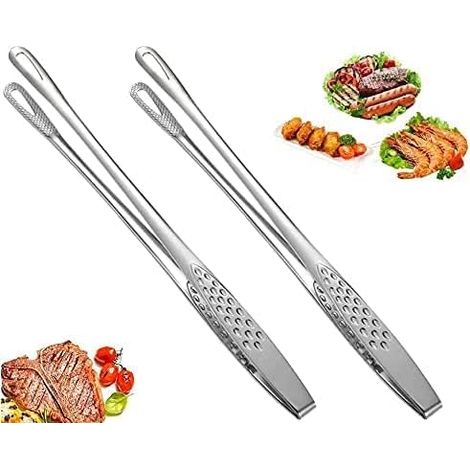 Lot de 2 pinces de cuisine multifonctions japonaises en acier inoxydable, idéales pour griller steaks et poissons frits. (1/4)