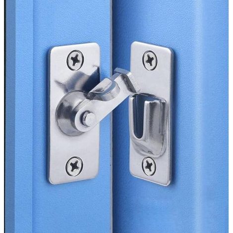 Serrure de porte à angle droit Ulisem en acier inoxydable à 90 degrés, pour clôtures, portes et fenêtres en bois, portes coulissantes (Argent 2) (1/4)