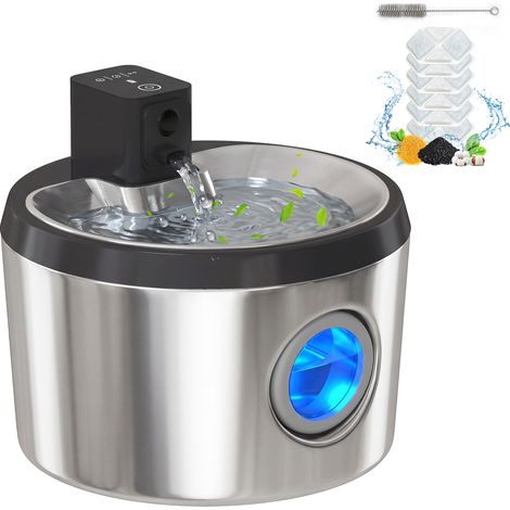 PawHut Wireless 4L Cat Water Fountain for Drinking Stainless Steel Cordless