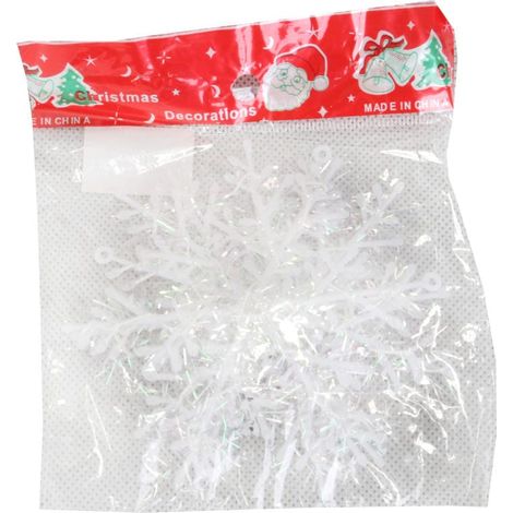 Weihnachtsanhänger, schillernde Schneeflocke, 12 cm, weiß (1/2)