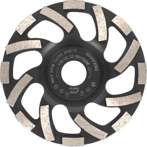 Meule diamantée professionnelle Abrasif 125 mm x 22,2 mm Plateau de ponçage Chape, asphalte, crépi, matériaux de construction abrasifs