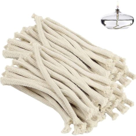100 mèches de lampe à huile en coton, mèches rondes creuses de rechange, pour lampe à alcool, bougie et torche (1/5)