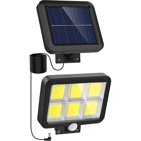 Lumière Solaire Extérieure 120LED 260LM + Panneau Photovoltaïque. Conception Séparée avec Câble de 5m. Lampe Solaire avec Détecteur de Mouvement pour Éclairage Extérieur