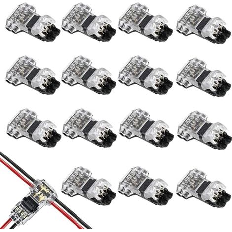 Connecteur T 2 Broches pour Fil Electrique 20/22 AWG, Etanche sans Soudure pour Voiture et Éclairage LED,pour Câblage Automobile et Systèmes Lumineux (1/5)