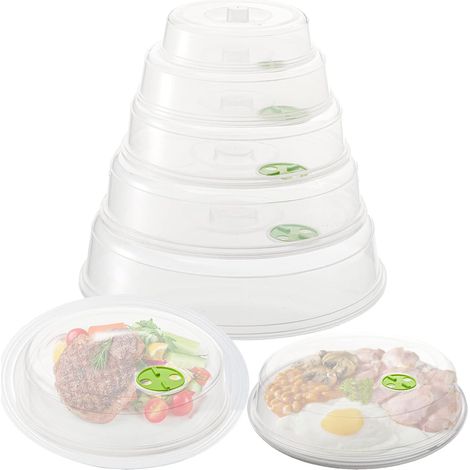 Lot de 5 housses ventilé Assiette/plat pour micro-ondes - 5 Tailles - Passe au lave-vaisselle - Blanc (1/5)