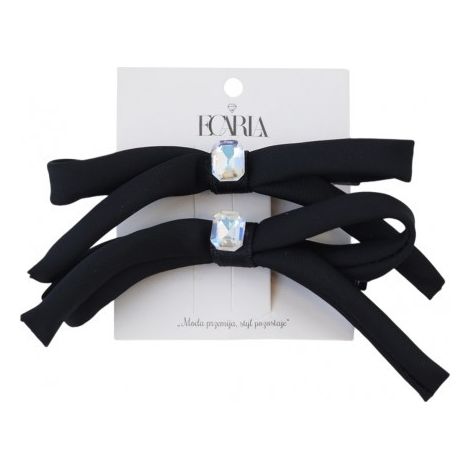 Pinces à cheveux ECARLA - SP339 nœuds noirs avec cristal (lot de 2)