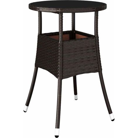 Maison Exclusive - Tavolo Giardino Ø60x75 cm Vetro Temperato e Polyrattan Marrone (1/5)