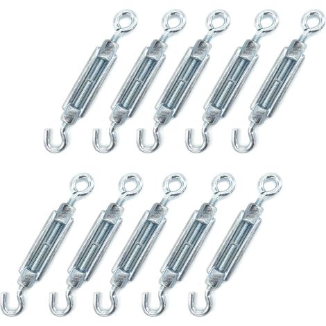 Kippen 1205BK - Confezione da 10 Pezzi di Tenditore con Gancio e Occhiello in Acciaio Zincato. Misura 6 mm. (1/2)