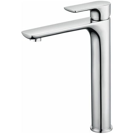 Rubinetto miscelatore per lavabo con beccuccio alto di design, grande rubinetto per bagno cromato con aeratore rimovibile, rubinetto per lavabo in ottone, rubinetto per bagno alto