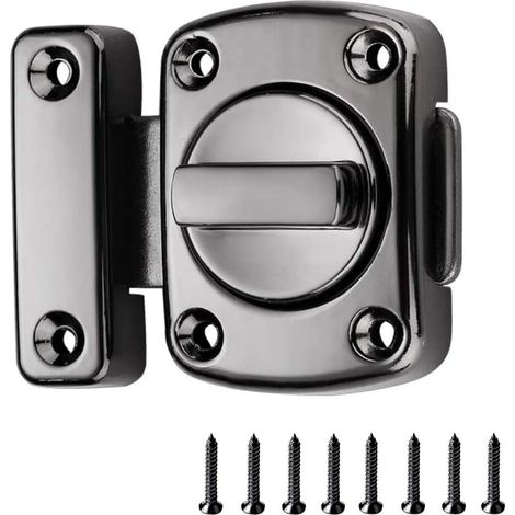 Loquet de porte de sécurité en alliage de zinc, loquet de salle de bain, porte à boulon pivotant - noir (1/5)