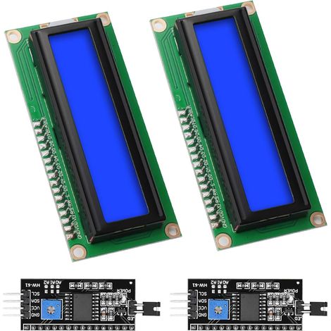 Module d'affichage LCD I2C IIC 16 x 2 caractères avec interface I2C compatible avec Raspberry Pi/Arduino (écran bleu) (1/5)