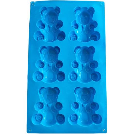 moules en silicone antiadhésifs en forme d'ours, 6 cavités, pour la cuisson au chocolat, les gâteaux, les savons et les bougies. (1/5)