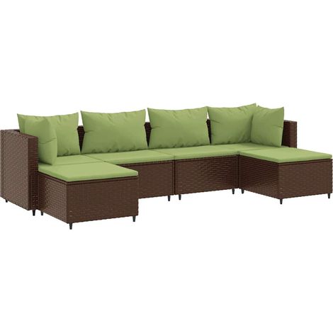 Maison Exclusive - Set Mobili da Giardino 6pz con Cuscini in Polyrattan Marrone (1/5)