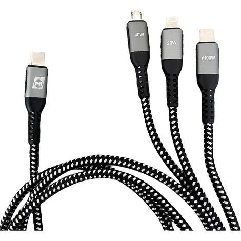 IWH Câble de charge USB USB-C®, USB Micro-A femelle, Connecteur Lightning 1.20 m 019057 (1/2)