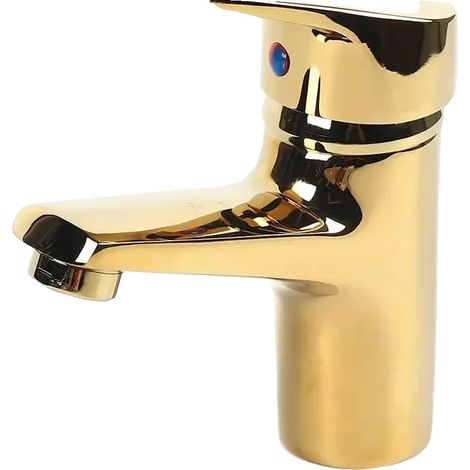 Grifo para lavabo de baño, construcción duradera de latón, diseño que ahorra agua, latón, dorado. (1/2)