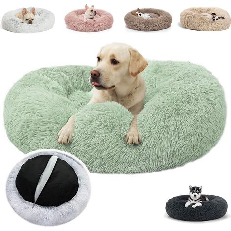Orthopädisches Hundebett Ø 120cm Hellgrün, Waschbar, Rutschfest, Plüsch-Hundesofa