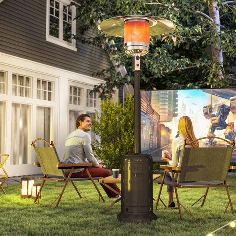 chauffage exterieur terrasse, parasol chauffant gaz portable 11 KW niveaux de chauffe réglable 82x82x223cm noir (1/5)