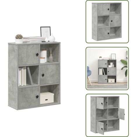 vidaXL Bibliothèque gris béton 60x24x76,5 cm bois d'ingénierie (1/5)