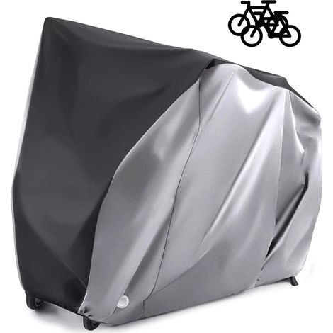 Housse de vélo BCC pour 2 vélos - Tissu Oxford 210D ultra-résistant pour l'extérieur - Imperméable et respirante - Protection UV contre la pluie et la neige - Sac de rangement inclus (1/5)