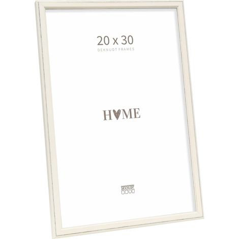 Cadre photo finition blanc bois pour format 20x30 cm style campagnard S236F1 accrocher ou poser (1/5)