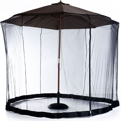 Mosquito net diameter 3m x height 2.3m, cylindrical mosquito net for umbrella with zipper and weight black MUMU (1/4)
