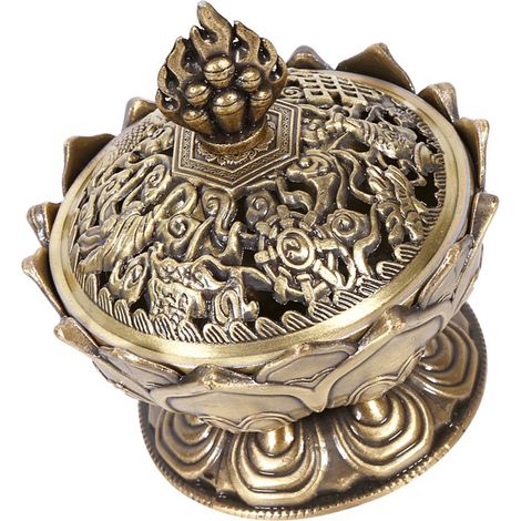 Retro-Räuchergefäß mit nach unten gerichtetem Rauch für Zuhause - Dekorativer Kegel- und Stäbchenhalter (Bronze) (1/5)