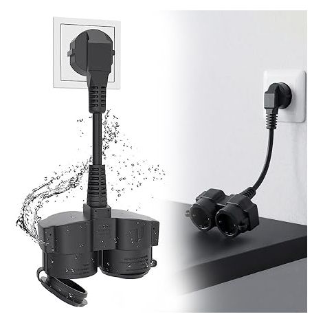 Rallonge Electrique 2 Prises Schuko: 16A Rallonge Double Prise Schuko IP44 Cable D'extension Schuko Maison Bureau Intérieur ou Extérieur (1/5)