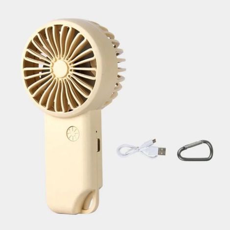 Mini Ventilateur Portable - Batterie 500mAh - 3 Vitesses - Beige - 5.8x4.2x11.3 cm - 1 Unité