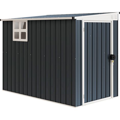 GagaAbri de jardin en acier avec fenetre et ventilations Gris fonce (1/5)