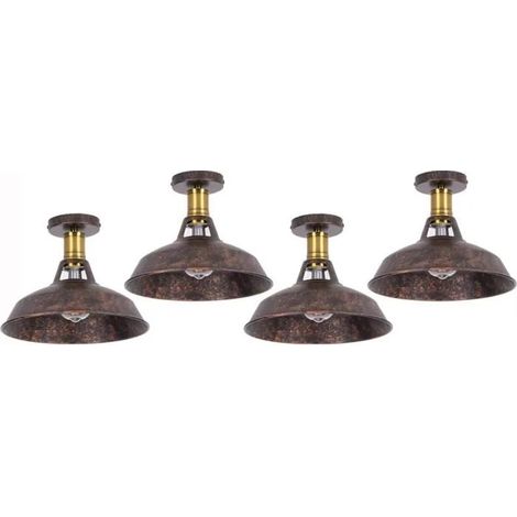 U-Do 4x Vintage Lampe de Plafonde en Métal Rouille Rétro Plafonnier Luminaire éclairage pour décoration Chambre Salon (1/4)