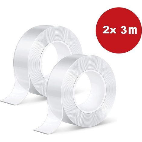 Nano Tape - Work - 2 x 3 mètres de long - 3 cm de large - Ruban double face extra fort - Étanche - Réutilisable (1/5)