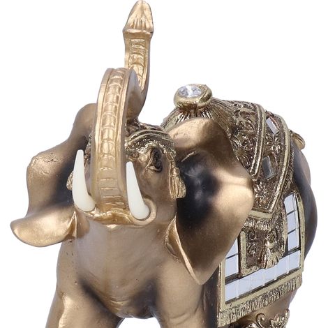 Statue d'éléphant en résine, figurine décorative pour bureau ou salon, couleur or, dimensions L : 16,5 x 8 x 16 cm (1/5)