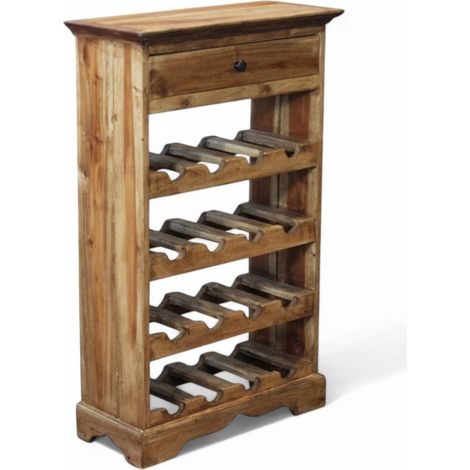 Botellero rectangular fijo de caoba maciza marrón 55x23xAl85 cm