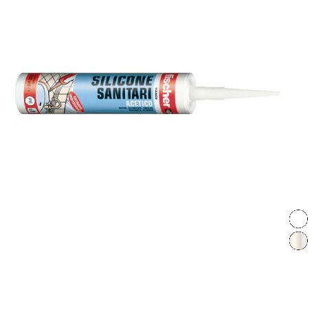 SILICONE SANITARIO ACETICO RESISTENTE ALLA MUFFA- Bianco ml 280- FISCH- pezzi 1 (1/2)