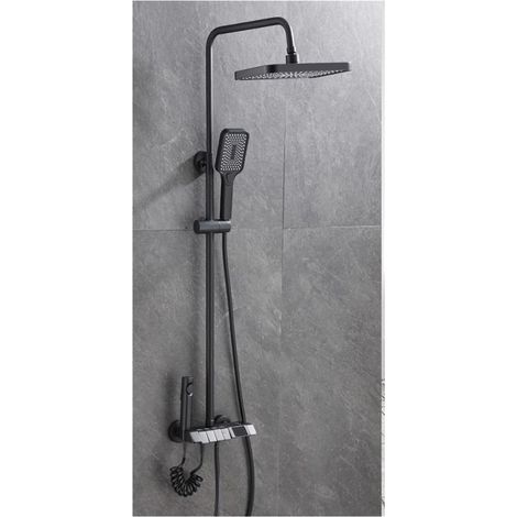 Ensemble de douche mitigeur thermostatique intelli LED ensemble de douche numérique salle de bain mitigeur chaud froid système de douche montage mural SPA pluie robinet de bain tête carrée moderne ( C (1/5)
