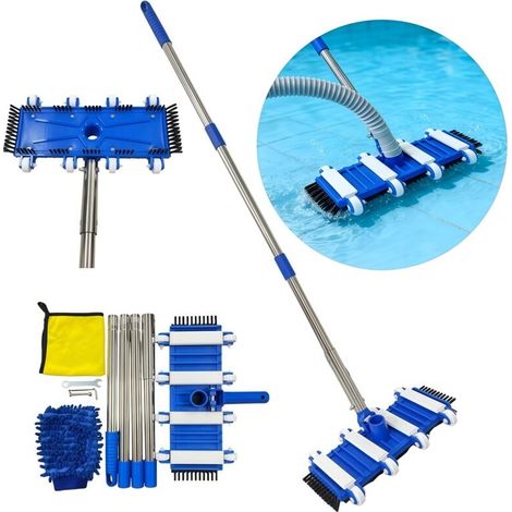 Tête d'aspirateur de piscine avec poteaux à roulettes, ensemble de fixation de natation robuste pour creusée hors sol-Crezuo