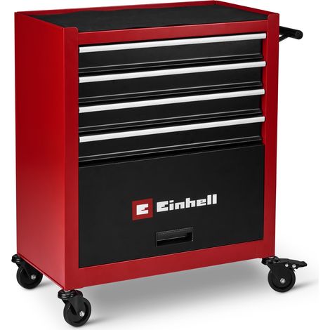Einhell Werkstattwagen TC-TW 100 (4 Schubladen, Interlock-System, max. 100 kg, Werkzeugfach, 4 drehbare Rollen, 2 Feststellbremsen, Antirutschmatte, unbestückt)