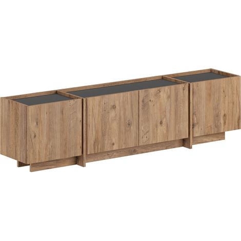 Meuble TV en bois "Lowen" - 180 x 35 x 46 cm - Pin Atlantique / Anthracite (1/4)