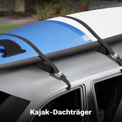 Wiltec Dachgepäckträger weich 113 x 10 x 8 cm mit 2 x Gurtband, Auto Dachträger bis 75 kg für Kanu, Kajak, Surfbrett, SUP, Snowboard, Skier und Leiter (1/4)