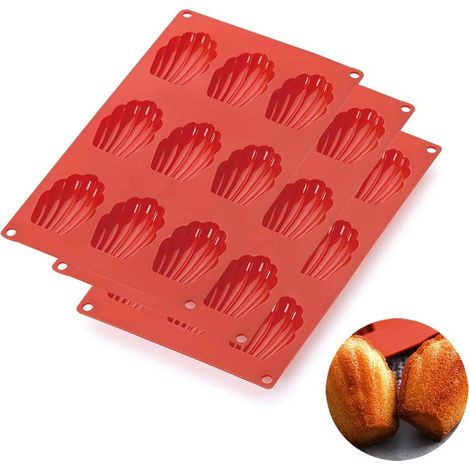 Lot de 3 Moules à madeleines, Silicone alimentaire, 9 cavités, Antiadhésif, Four Micro-ondes, Pâtisserie Maison (1/5)