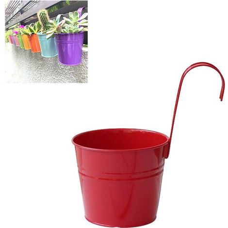 Macetas colgantes, Macetas para vallas, Macetas con ganchos, Macetas metálicas para pared, Macetas, balcones, balaustradas, etc, Azul (1/5)