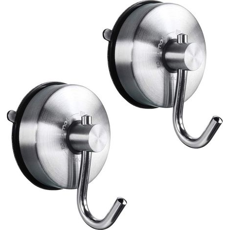 Crochet Ventouse Lot de 2 Crochet Ventouse Salle de Bain Mural Charge 5KG Porte Serviette à Ventouse Puissant Peignoir Manteau Accroche Torchon Ustensiles Cuisine Sans Perçage Inox (1/5)