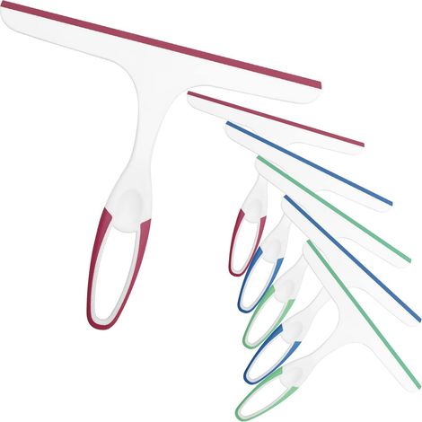 Lot de 6 grattoirs pour douche, vitres et miroirs de salle de bain ou de voiture. En plastique épais et silicone. (1/5)
