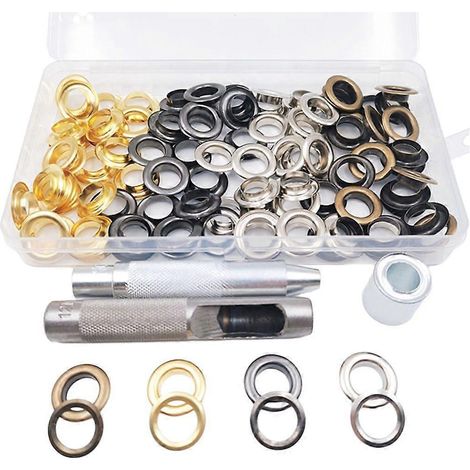 Kits d'œillets métalliques avec outil de perforation pour rideaux en tissu (1/4)