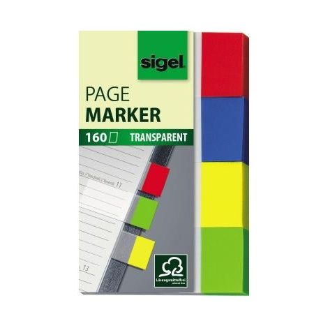 sigel Haftmarker Transparent Werkstoff: Papier Farbe: 1 x rot, 1 x blau, 1 x gelb, 1 x (1/5)
