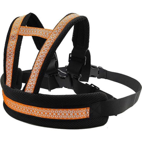 Harnais de sécurité enfant (Orange) pour moto, vélo, ceinture de sécurité réglable et respirante avec bande réfléchissante pour la sécurité des enfants (sangle de selle). (1/5)